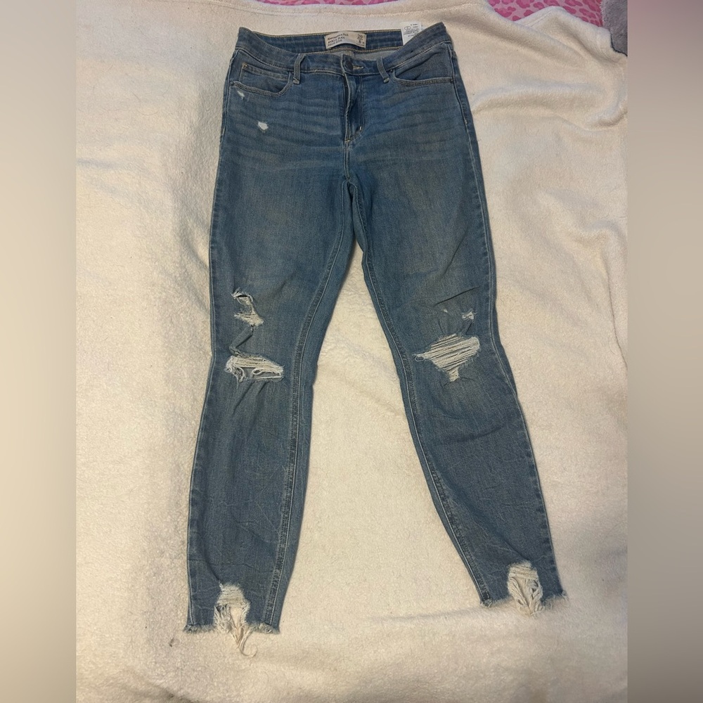 Abercrombie & Fitch Distressed Skinny Jeans in Blue